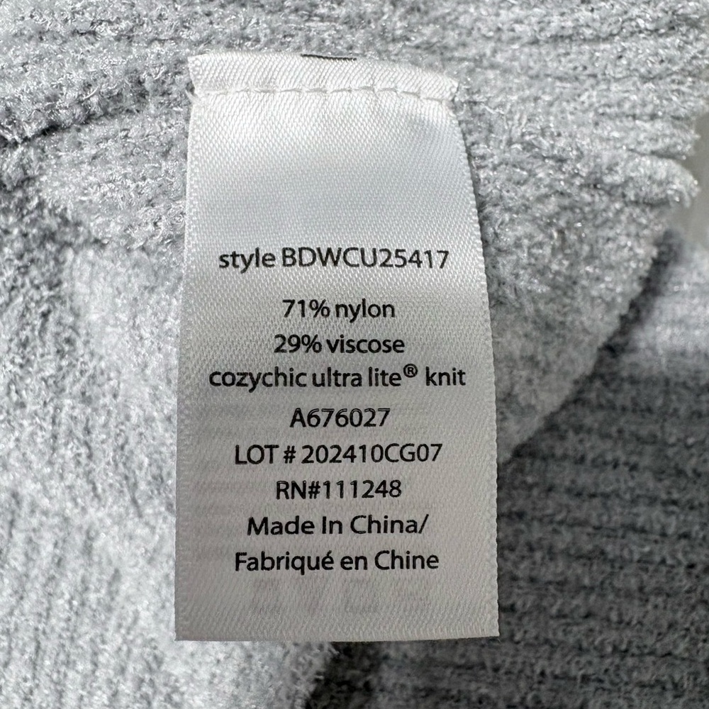 Barefoot Dreams CozyChic Ultra Lite SS Light Gray Maxi Midi Dress Side Slits MP - Picture 10 of 12